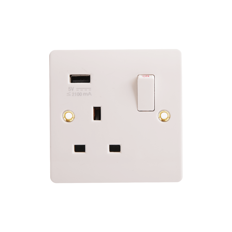 Bakelit 13A Switchat uttag med USB (2.1A) HK6113V-UB